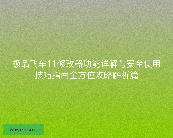极品飞车11修改器功能详解与安全使用技巧指南全方位攻略解析篇