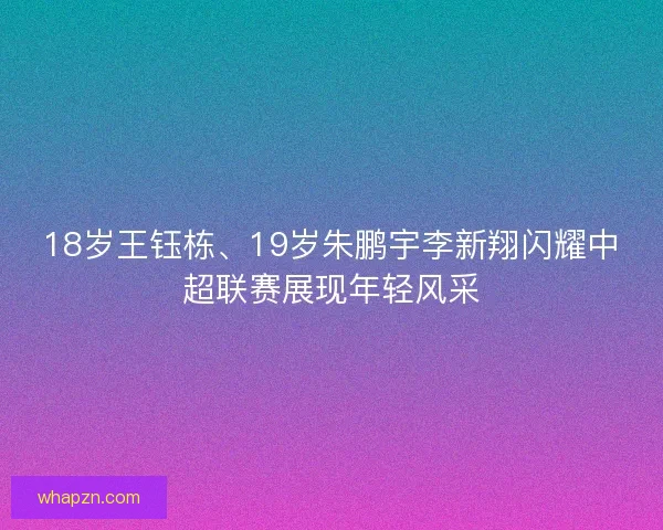 18岁王钰栋、19岁朱鹏宇李新翔闪耀中超联赛展现年轻风采 18岁王钰栋、19岁朱鹏宇李新翔闪耀中超联赛展现年轻风采