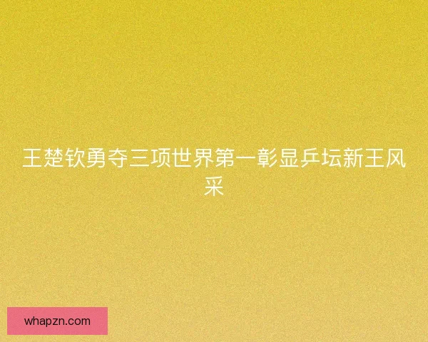 王楚钦勇夺三项世界第一彰显乒坛新王风采 王楚钦勇夺三项世界第一彰显乒坛新王风采