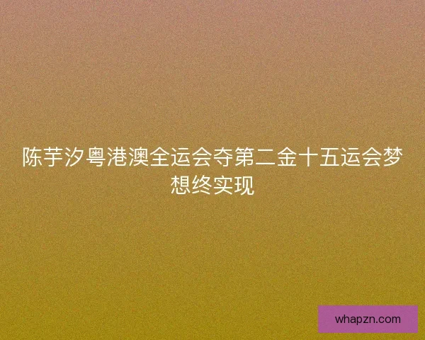 陈芋汐粤港澳全运会夺第二金十五运会梦想终实现